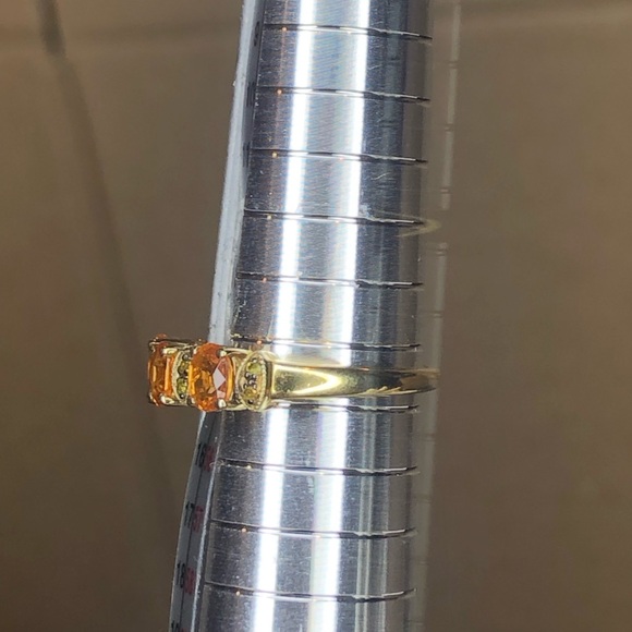 CITRINE and MARCASITE Vermeil Single Band Ring Sz 7 - Picture 14 of 17